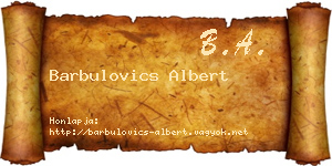Barbulovics Albert névjegykártya